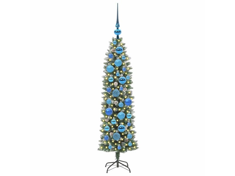  Sapin de noël, arbre de noël artificiel slim vert et blanc 120 cm shl6424  - Conforama C