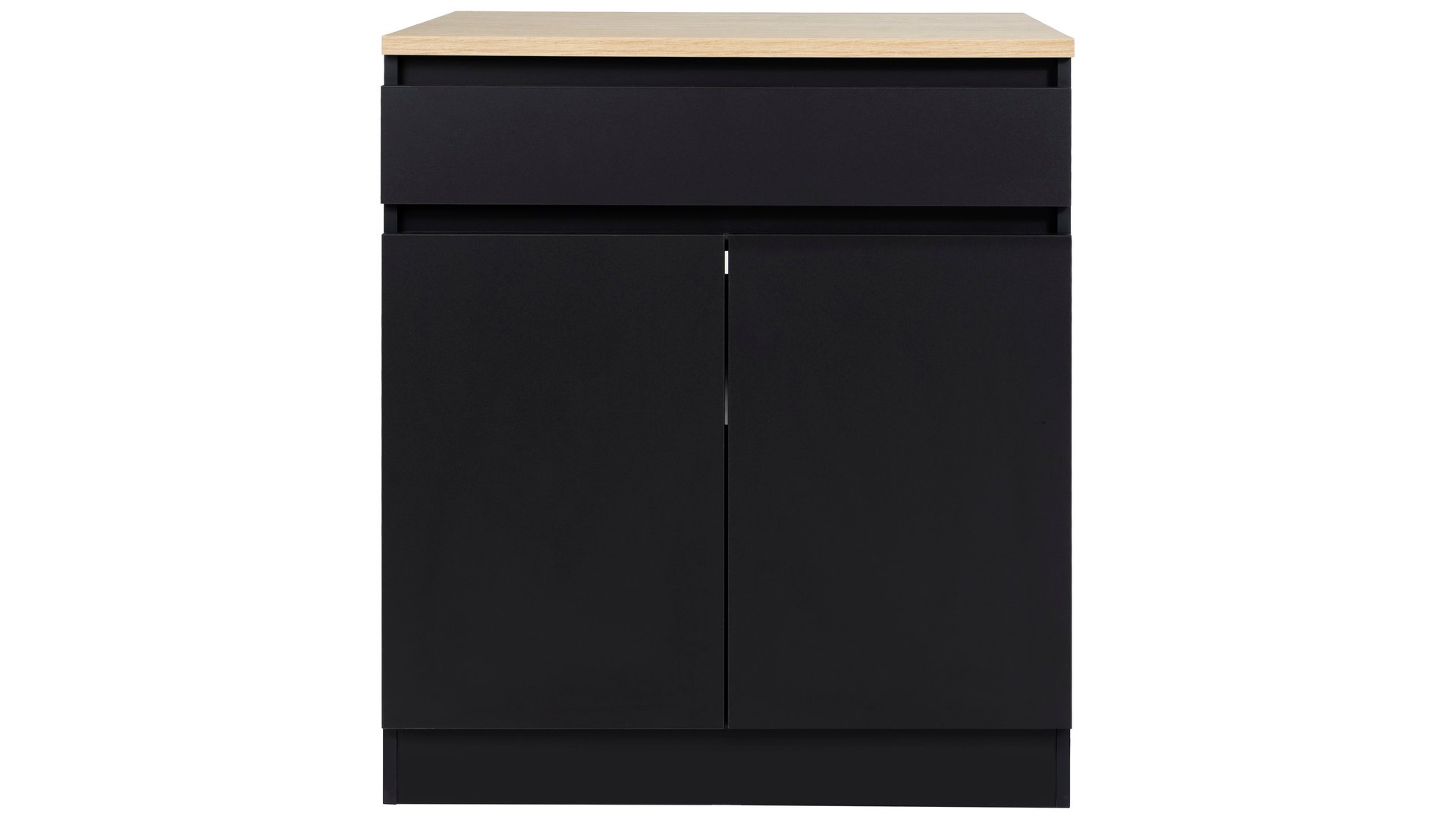 Meuble de bas de cuisine 80 cm 2 portes 1 tiroir BLACK-LINE coloris noir noir 90.1 Conforama