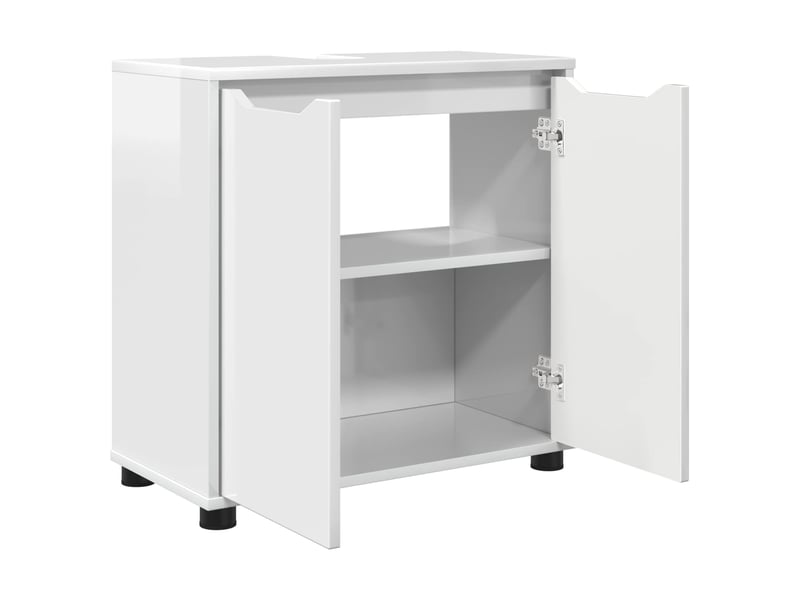  Armoire de lavabo de salle de bain blanc brillant  - Conforama E