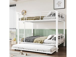 Lit superposé 140x200 cm <strong>OKMYHOME</strong>  <strong></strong> coloris blanc