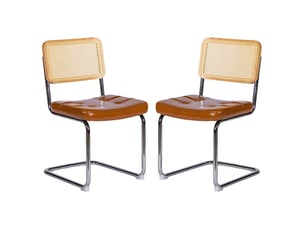 Chaise de salle à manger lot de chaises 4 pièces revêtement similicuir pieds chromés style moderne style mid-century dossier et assise rembourrés conception breuer