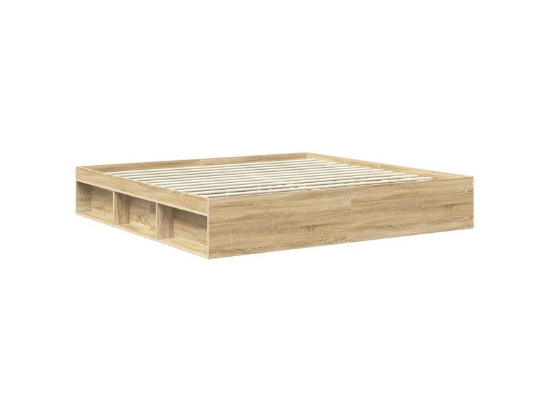 Lit double- lit adulte - cadre de lit avec tête de lit sonoma 200 x 200 cm pin massif - Conforama D