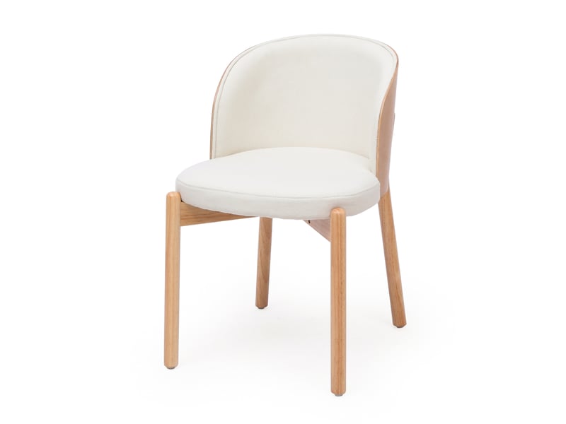  Chaise de salle à manger lot de 6 avec dossier enveloppant et assise rembourrée en tissu et bois naturel  - Conforama A