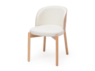 Chaise de salle à manger lot de 6 avec dossier enveloppant et assise rembourrée en tissu et bois naturel