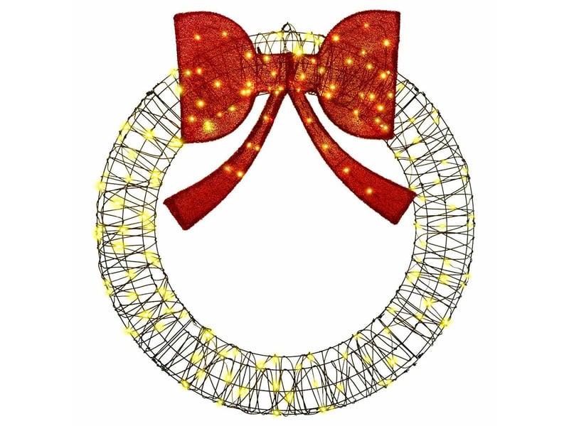 Couronne de noël, décoration de noël blanc chaud 120 x 120 x 10 cm rotin 150 led cf61765 - Conforama D
