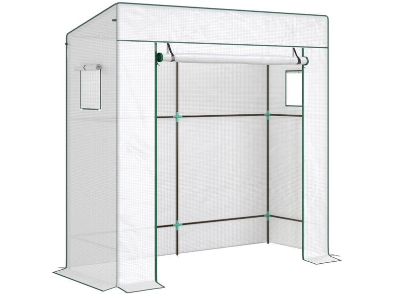  Serre de jardin 196x77x197 cm porte enroulable métal blanche  - Conforama A