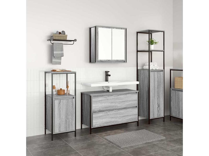  Ensemble de mobilier de salle de bain 3 pc gris sonoma cf64387  - Conforama B