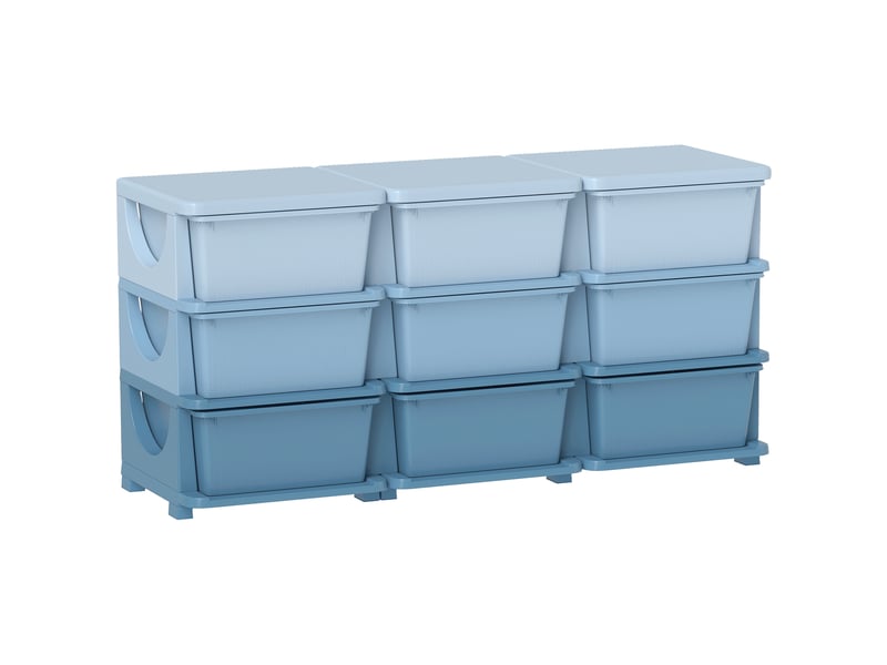 Boîte de rangement pour enfants, 9 tiroirs, bleue  - Conforama A