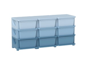 Boîte de rangement pour enfants, 9 tiroirs, bleue