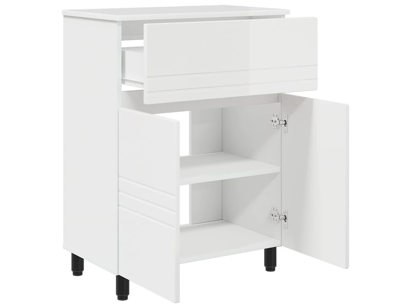  Unité de vanité de salle de bain, meuble de rangement blanc brillant 60x35x80 cm  - Conforama D