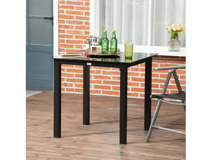 Table de jardin carrée 4 places en aluminium noir avec plateau en verre trempé 80 x 80 cm pour vos repas dehors