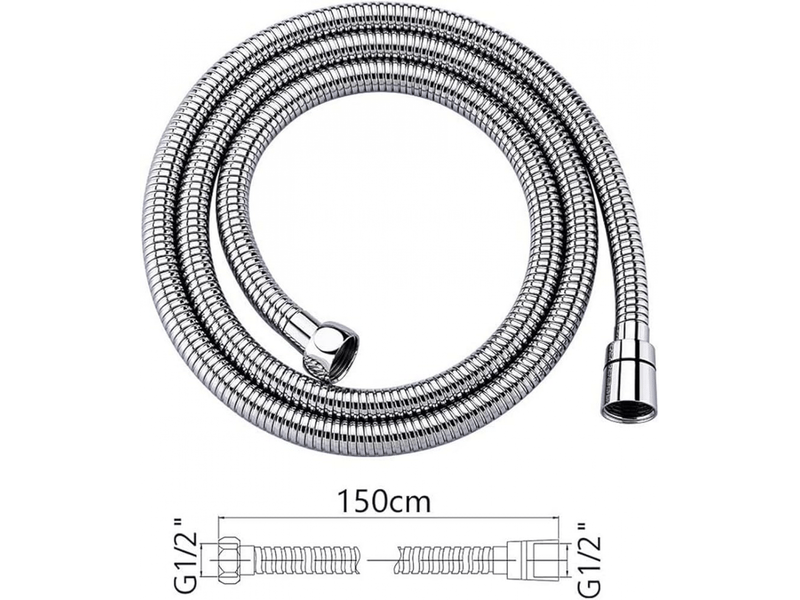 Flexible de douche universel 1.5m g12 - anti-torsion &amp; anti-pliure - acier inoxydable chrome - robinetterie salle de bains  - Conforama B