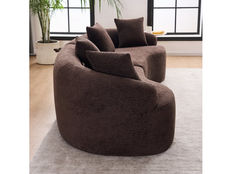 Canapé modulaire incurvé 4 places 275x115 cm – marron foncé – chenille confortable, sans montage - Conforama B