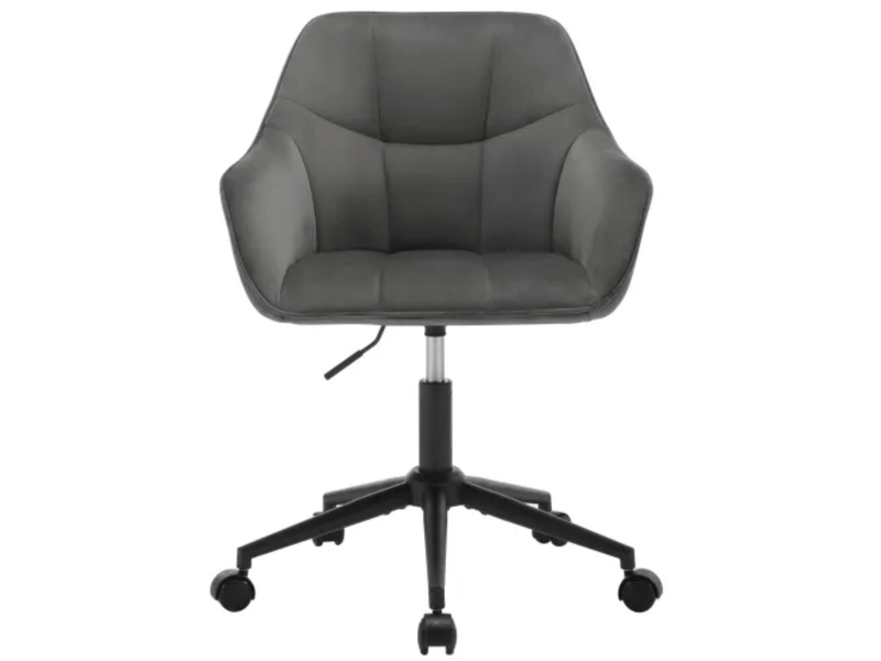  Chaise de bureau pivotante 360° à hauteur réglable - lpospi - accoudoirs intégrés, velours gris foncé  - Conforama A
