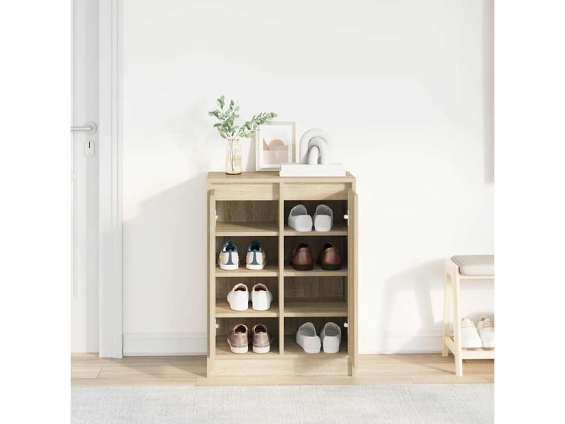  Meuble à chaussure, armoire à chaussures chêne sonoma 57x34x76 cm bois d'ingénierie  - Conforama C