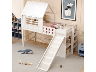 Lit mezzanine 90x200 cm <strong>MEULVA</strong>  <strong></strong> coloris blanc