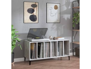 Armoire à disques, armoire de rangement gris béton 100x38x48 cm bois d'ingénierie shl98311