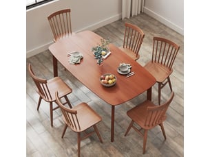 Table de salle à manger pour 6 personnes avec bords arrondis, finition laquée, pour salle à manger, 150 × 80 × 76 cm
