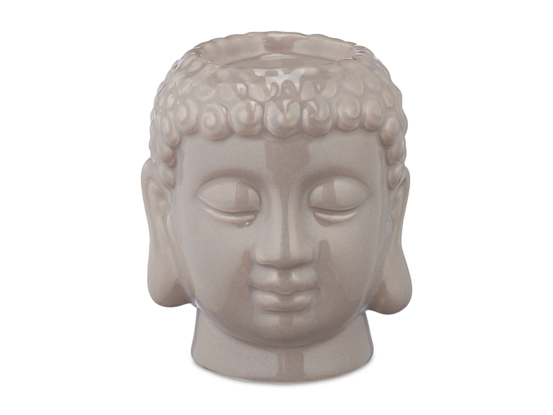  Porte-bougie décoratif bouddha ambiance japonaise salon salle de bain 9,5 x 8 x 8 cm en céramique gris 13_0012562  - Conforama A