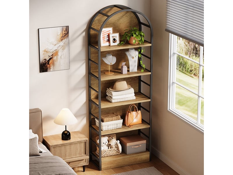  Tribesigns bibliothèque de style industriel à 5 étages pour salon, chambre à coucher et bureau à domicile  - Conforama E