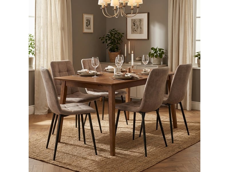  Lot de 4 chaises modernes rembourrées en similicuir lea - marron  - Conforama B