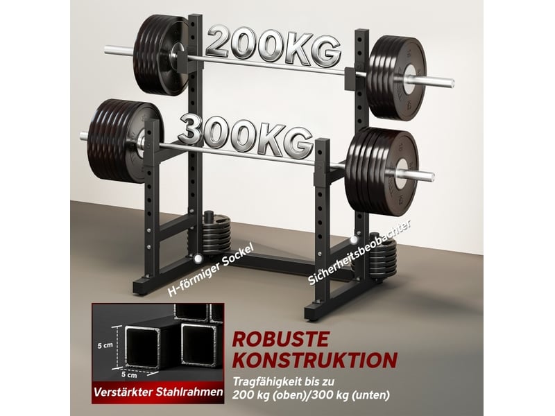  Support pour barres 110x91x145 cm à deux niveaux réglable métal noir  - Conforama B