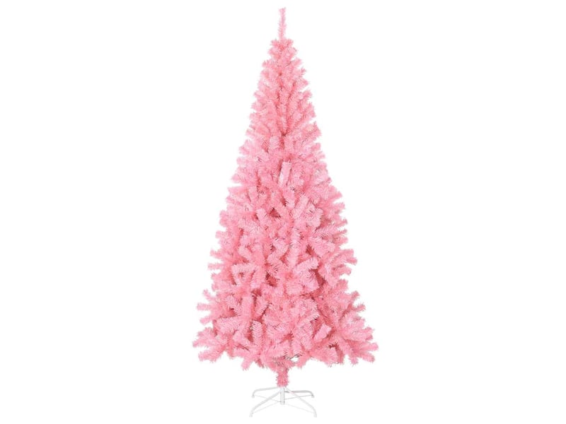  Sapin de noël artificiel, arbre de noël avec support rose 210 cm pvc  - Conforama C