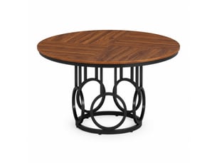 Table de salle à manger ronde 120x120x75 cm marron foncé et noir, plateau mdf, pour 4 à 6 personnes