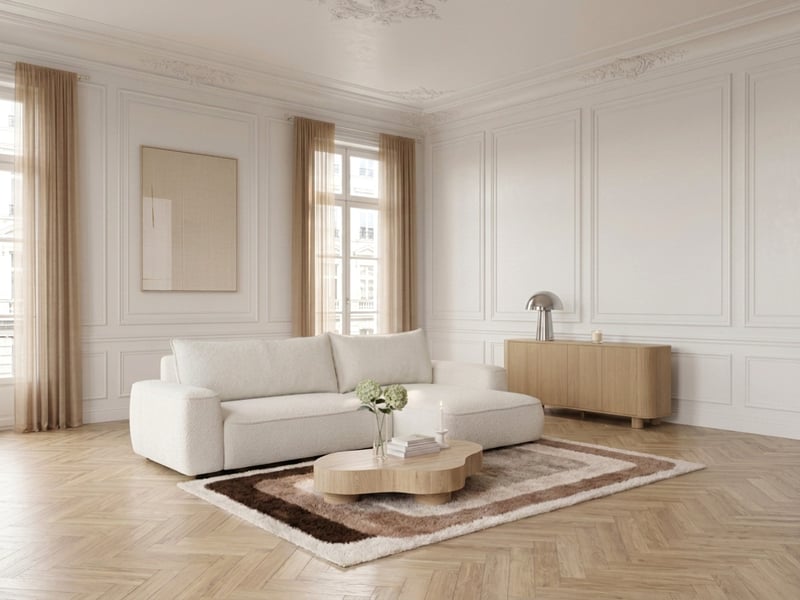  Bobochic canapé d'angle réversible convertible honore tissu chenille blanc HONORE - Conforama D