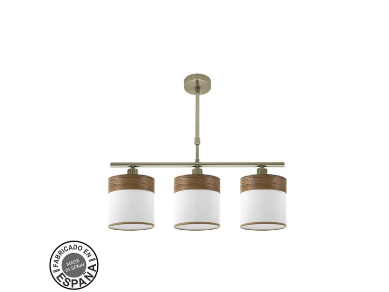  Lampe de plafond fabrilamp cloe cuirblanc-bois foncé 3 x e14 hauteur réglable 44-61 cm 55x14 cm 175453084 - Conforama A