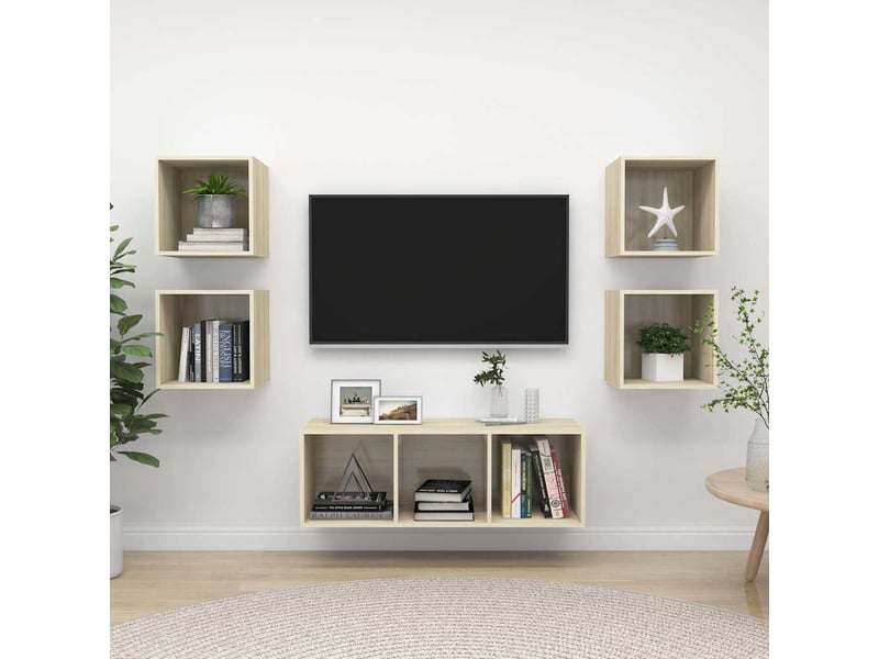  Ensemble de meubles tv 5 pcs chêne sonoma bois d'ingénierie shl89407  - Conforama B