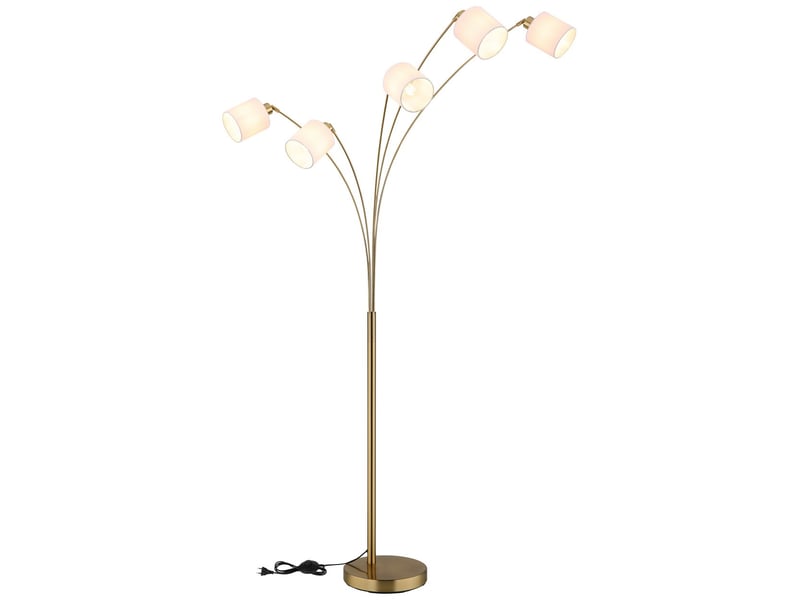  Globo truett lampadaire à plusieurs bras, laiton mat, abat-jour blanc lin, 5 x e27  - Conforama E