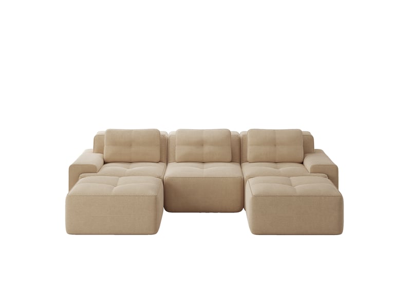Canapé modulable nuage en u 293x177x69 cm 3 places, sans cadre, sans montage, pouf, en velours côtelé, beige - Conforama A
