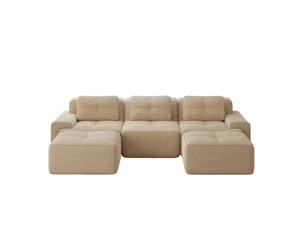 Canapé modulable nuage en u 293x177x69 cm 3 places, sans cadre, sans montage, pouf, en velours côtelé, beige