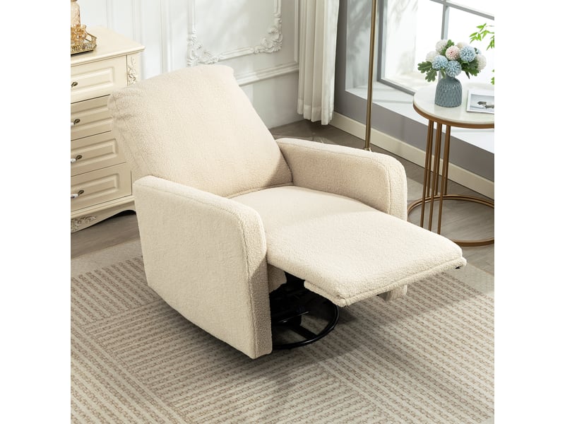  Fauteuil de relaxation, fauteuil pivotant, fauteuil inclinable, 94x76x100cm, beige  - Conforama D