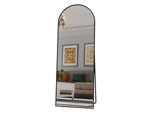 Miroir sur pied 162x53 cm,grand miroir pleine longueur,miroir mural arqué moderne ,cadre en aluminium,verre trempé hd,noir