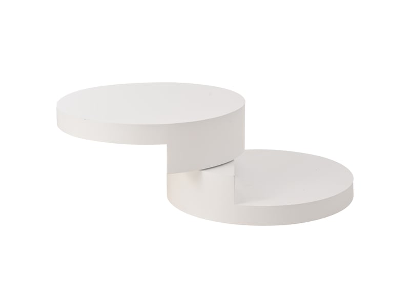  Table basse cylindrique rotative 360° avec led en mdf blanc 70x70x35,5 cm  - Conforama B