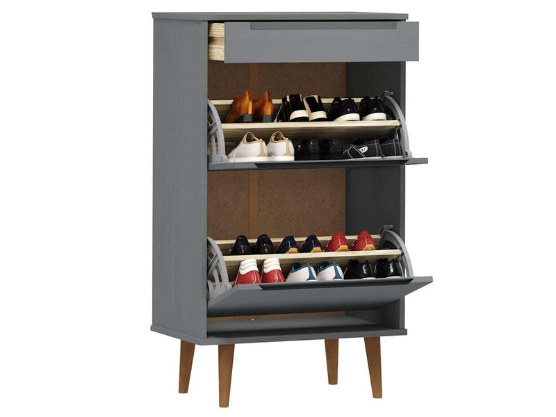  Meuble à chaussure, armoire à chaussures molde gris 59,5x35x103 cm bois de pin  - Conforama C
