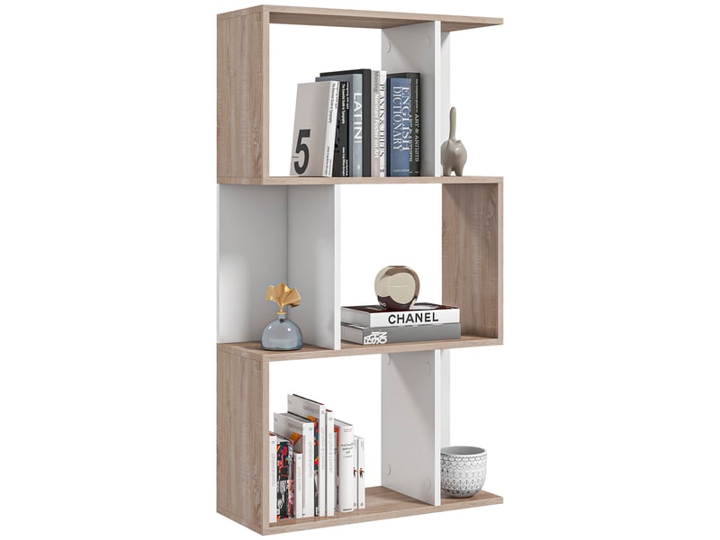  Bibliothèque de bureau moderne en bois, 3 étagères, 60 × 24 × 111,4 cm  - Conforama A