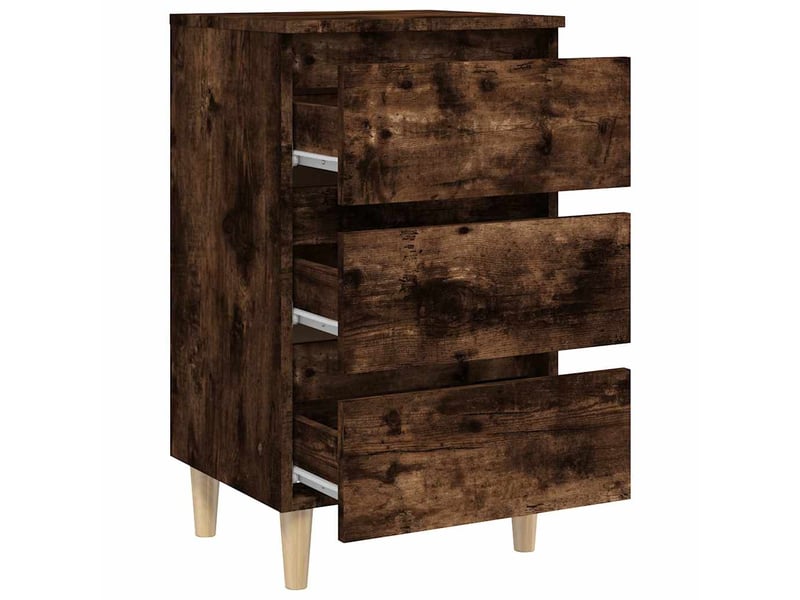  Table de chevet - cabinet de chevet - table de nuit avec pieds en bois solide chêne fumé 40x35x69cm  - Conforama D