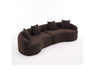 Canapé modulable incurvé 4 places 275x115x63 cm marron foncé en chenille, sans montage requis pour salon