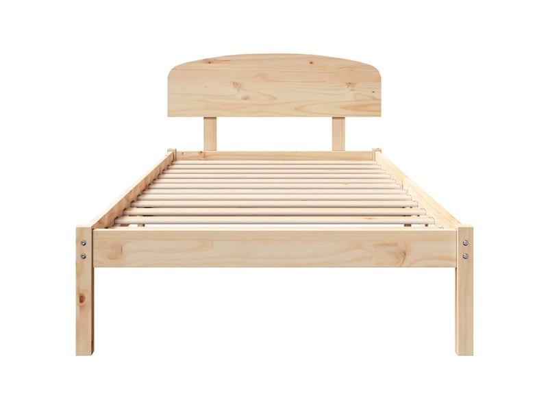  Lit simple- lit adulte -  cadre de lit avec tête de lit naturel 90 x 200 cm pin massif  - Conforama D