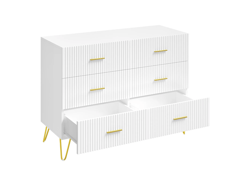  Commode 6 tiroirs 100x40x75 cm blanc et doré  - Conforama A