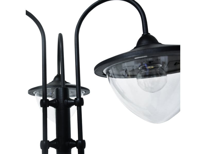  Lampadaire solaire extérieur,meulva,60x55x189 cm,3 lanternes avec base pot de fleurs,noir  - Conforama E