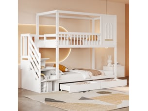 Lit superposé 90x200 cm <strong>HAVRYA</strong>  <strong></strong> coloris blanc