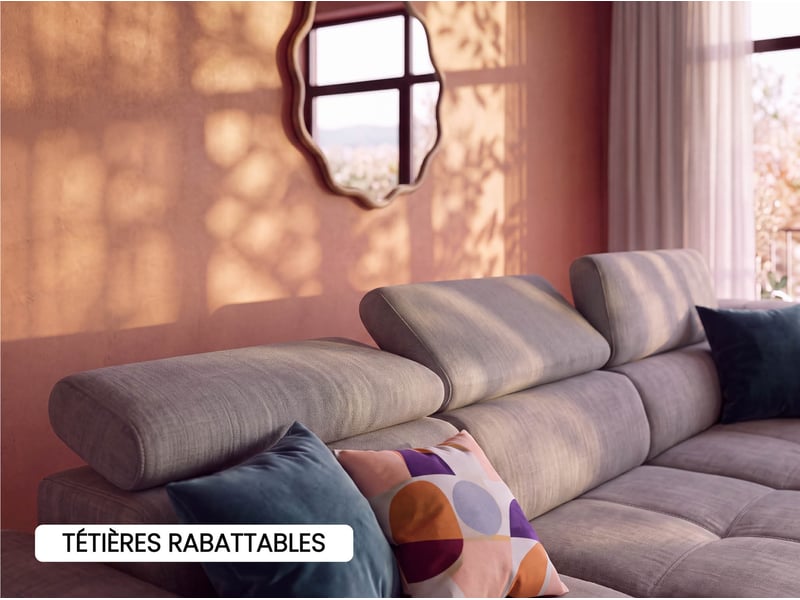 Canapé d'angle beige relax électrique 4 IMPERIA - Conforama G