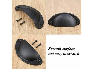 Poignée de tiroir bouton porte coquille poignée en forme de coquille décoration porte meuble tiroir armoire placard avec vis 20 pièces noir