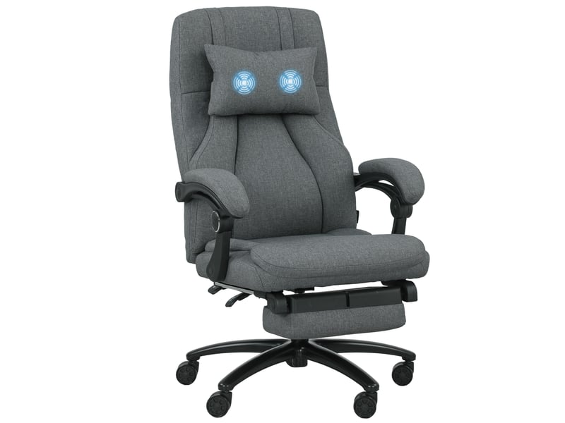  Fauteuil de bureau massant, interface usb, roulettes pivotantes, gris foncé  - Conforama A
