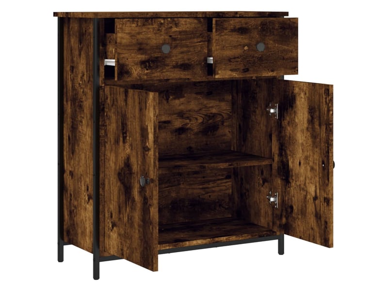  Buffet - bahut - meuble de rangement chêne fumé 70x30x80 cm bois d'ingénierie  - Conforama E