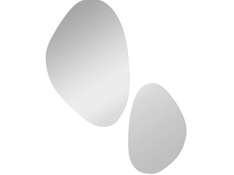  Lot de 2 miroirs muraux irréguliers en verre, cadres métal noir, 70 x 46 cm et 49,5 x 31 cm, style moderne  - Conforama A